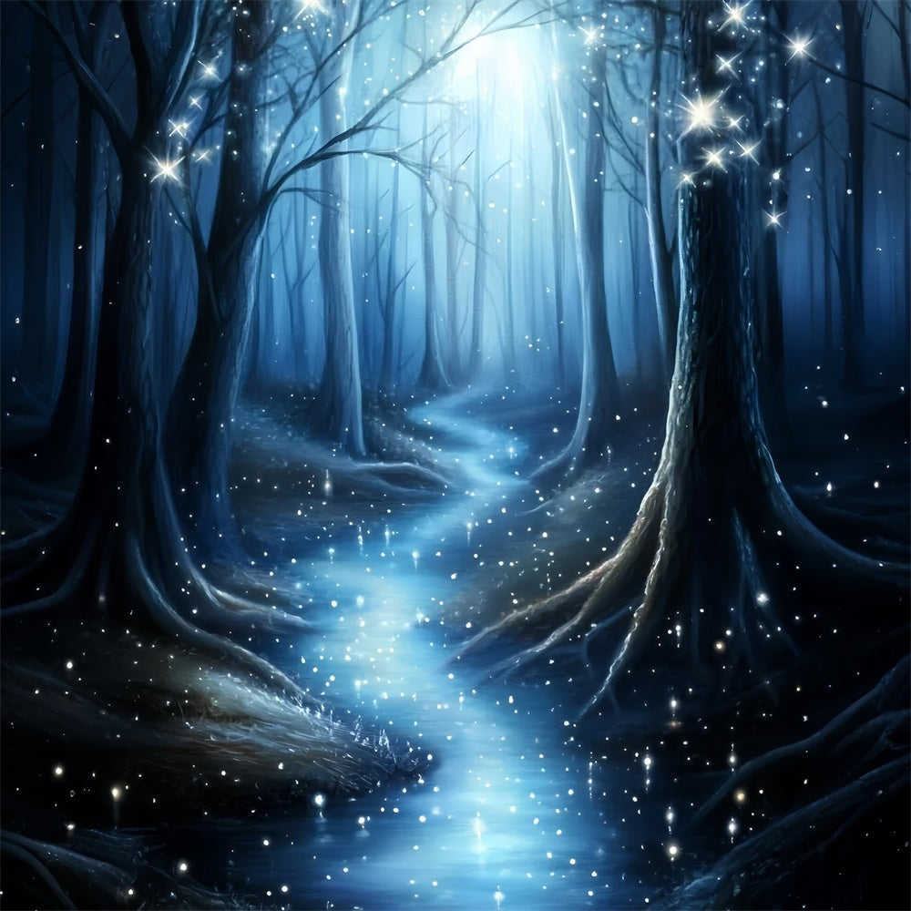 Winter Forest Backdrop Midnight Snow Sparkle Backdrop GQ57-163