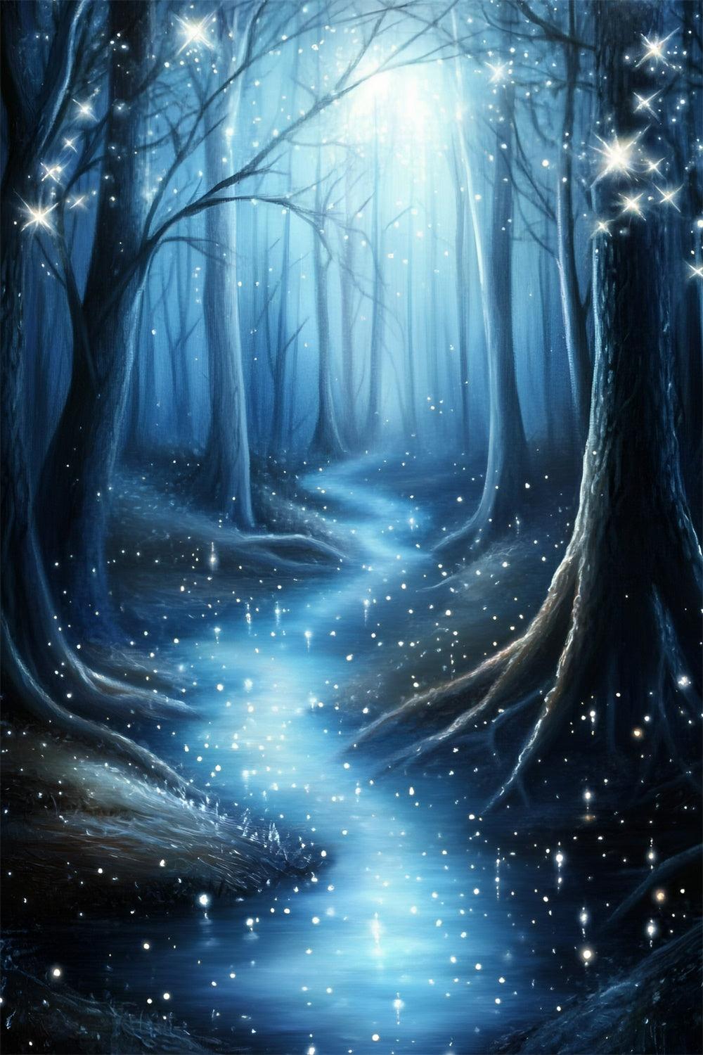 Winter Forest Backdrop Midnight Snow Sparkle Backdrop GQ57-163