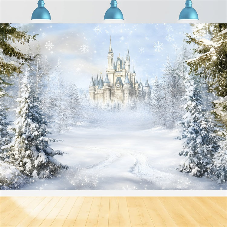 Winter Wonderland Backdrop Fairy Tale Castle Backdrop GQ57-165