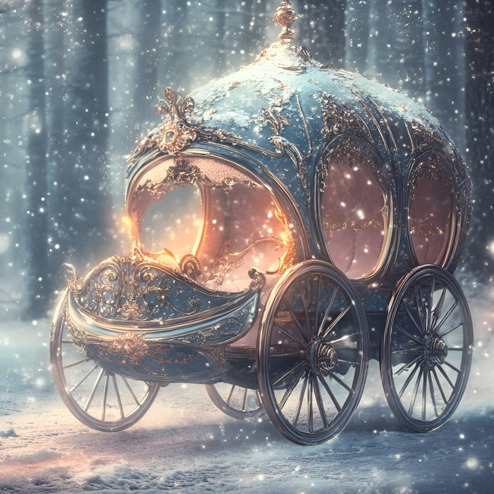 Snowy Backdrop Frosted Dream Coach Winter Backdrop GQ57-168