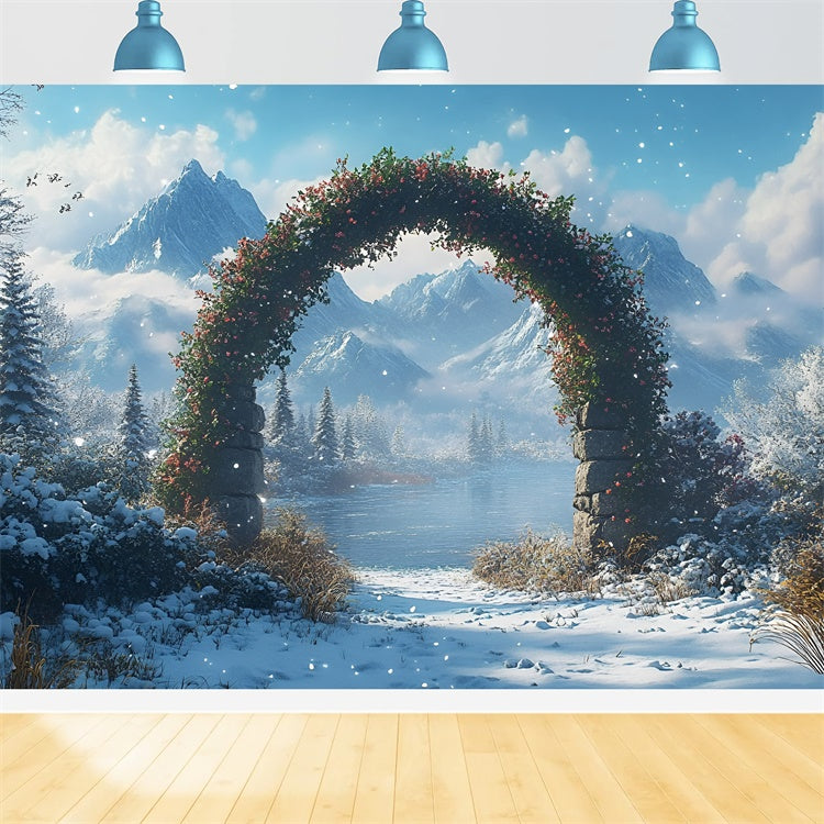 Winter Scene Backdrop Winter Bloom Archway Backdrop GQ57-169