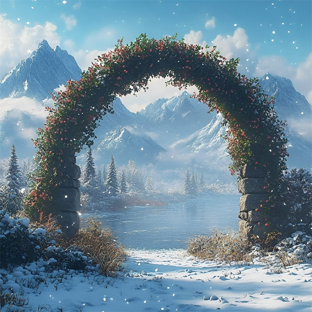 Winter Scene Backdrop Winter Bloom Archway Backdrop GQ57-169
