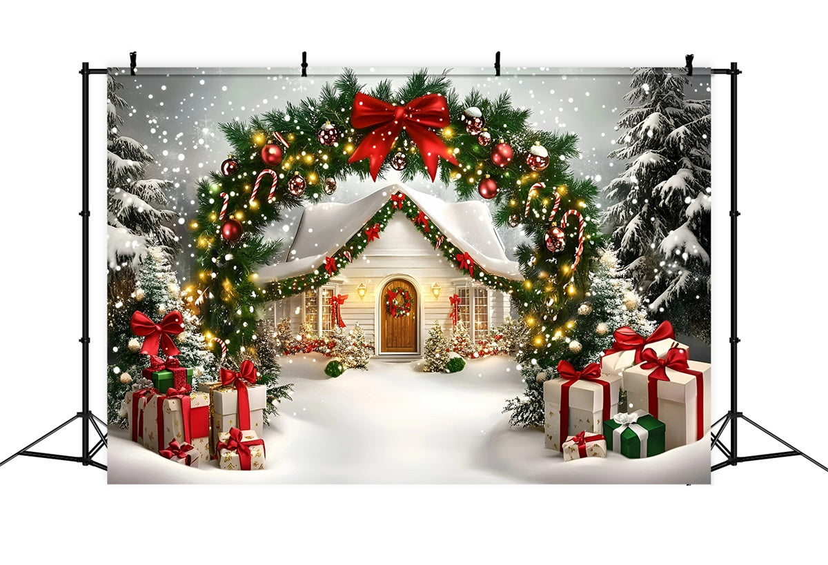 Christmas Backdrop Ideas Holiday Cottage Welcome Backdrop GQ57-17
