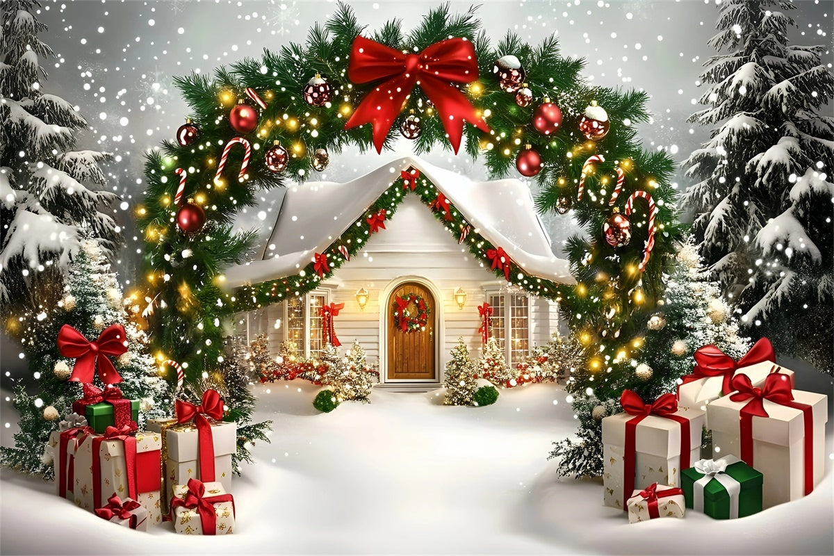 Christmas Backdrop Ideas Holiday Cottage Welcome Backdrop GQ57-17