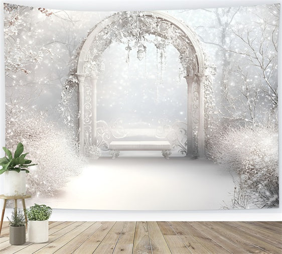 Winter Photo Backdrop Frosted Elegance Arch Backdrop GQ57-175