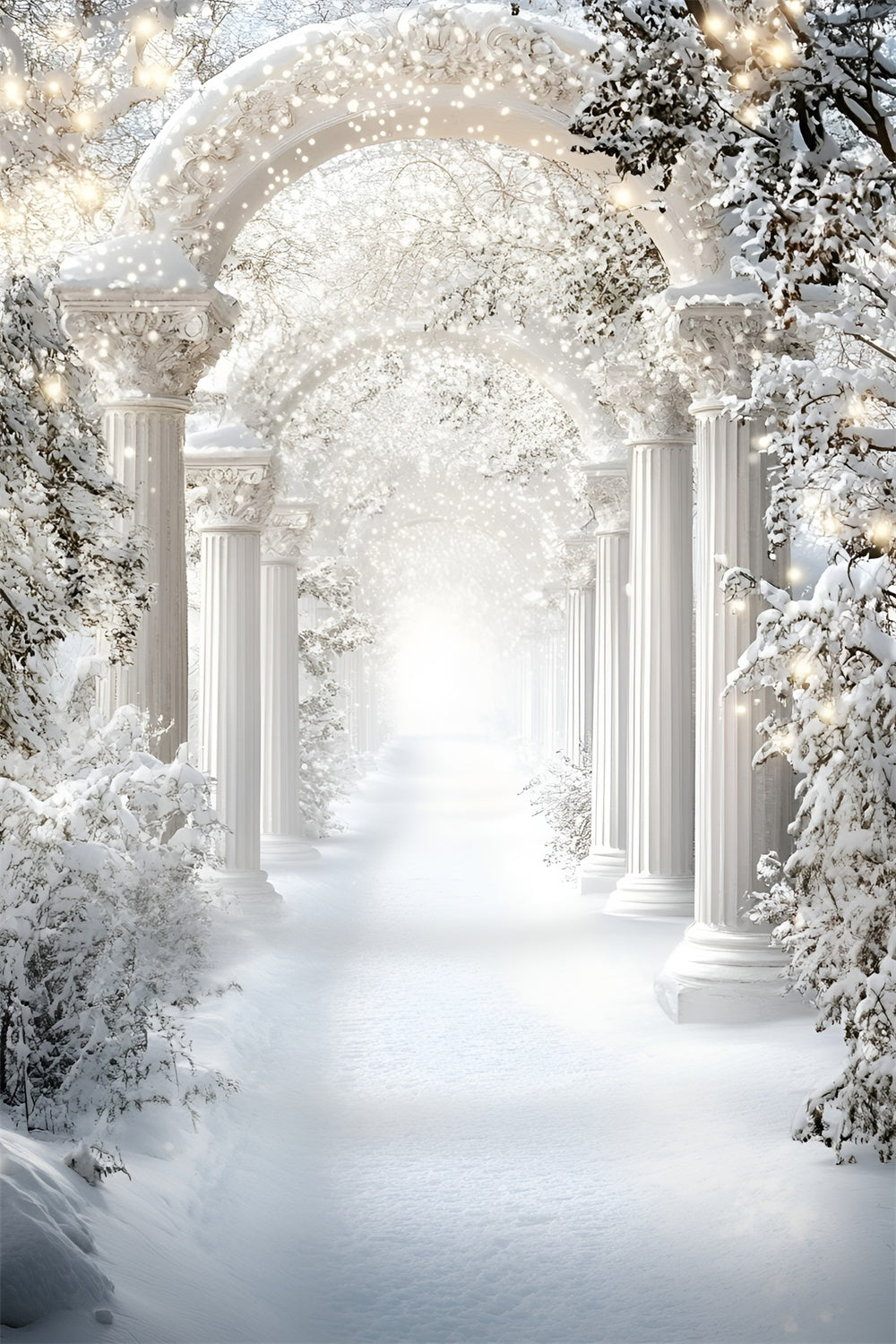 Winter Backdrop Royal Snow Arch Corridor Backdrop GQ57-177