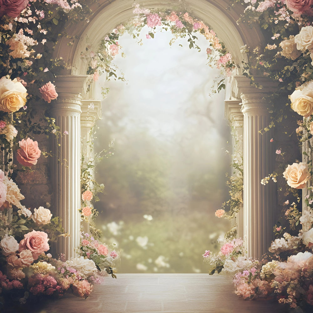 Fine Art Backdrops Romantic Rose Arch Beautiful Backdrop GQ57-186
