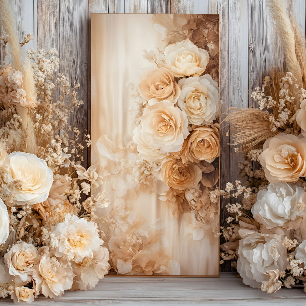 Backdrops Fine Art Creamy Rustic Floral Cloth Backdrops GQ57-188