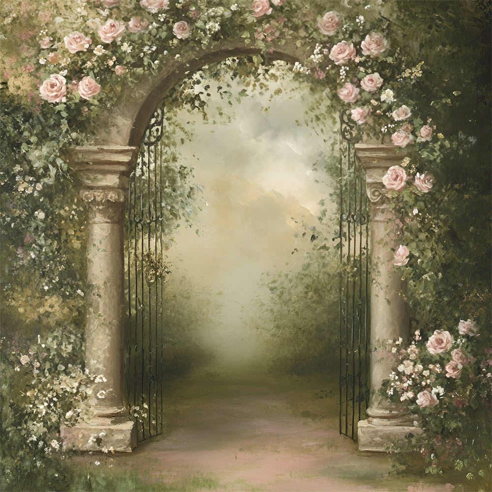 Painting Backdrop Garden Rose Arch Fabric Backdrops GQ57-189