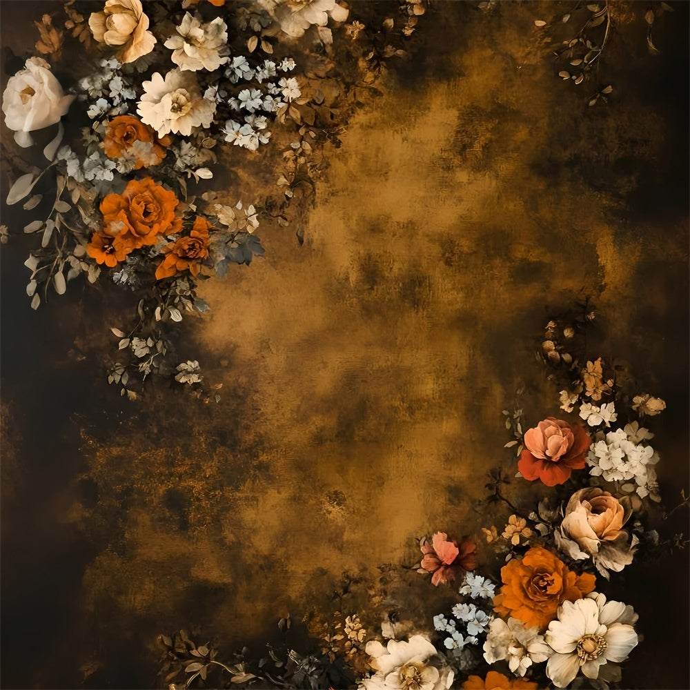 Fine Art Backdrop Rustic Amber Floral Video Backdrops GQ57-190