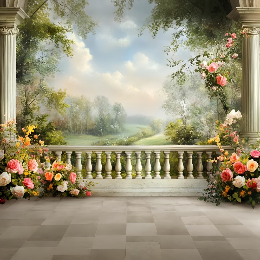 Fine Art Photography Backdrops Floral Balcony Backdrop GQ57-193