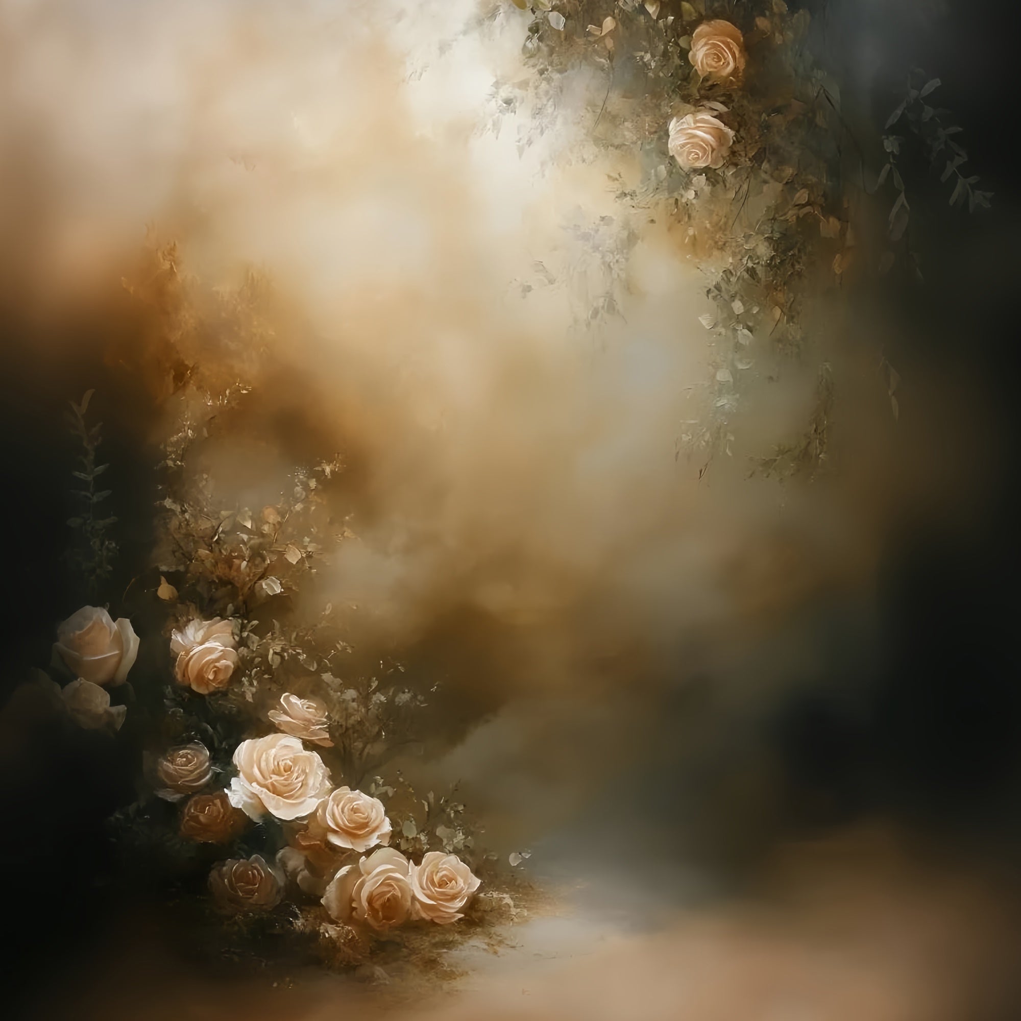Painting Backdrop Warm Caramel Bloom Beautiful Backdrops GQ57-195