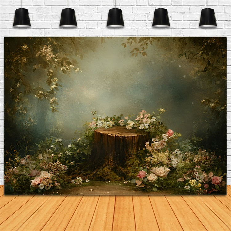 Backdrops Fine Art Woodland Stump Garden Video Backdrop GQ57-196