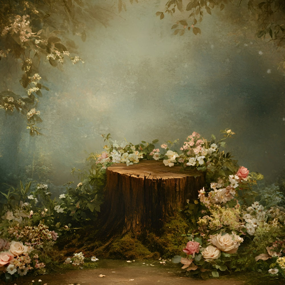 Backdrops Fine Art Woodland Stump Garden Video Backdrop GQ57-196