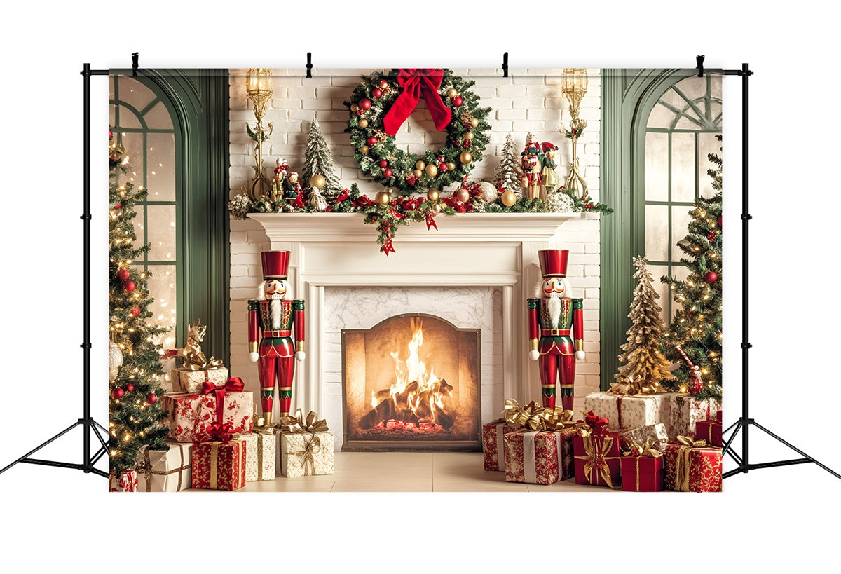 Christmas Fireplace Backdrop Nutcracker Hearth Dreams Backdrop GQ57-2