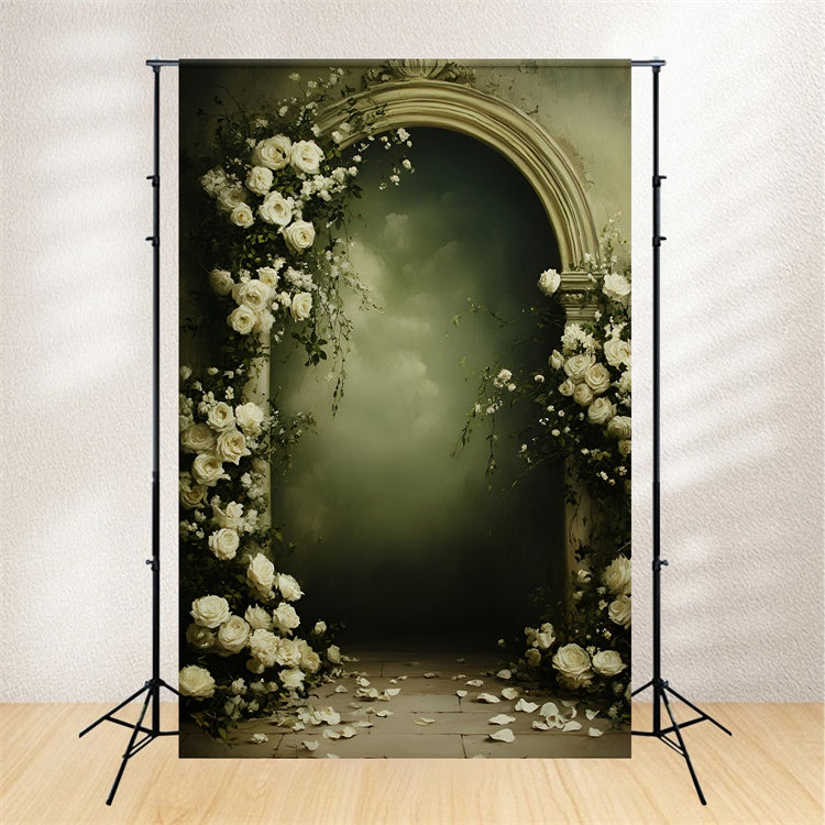 Fine Art Photography Backdrop Arch White Rose Backdrop GQ57-201