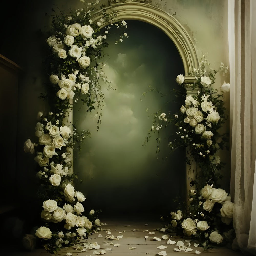 Fine Art Photography Backdrop Arch White Rose Backdrop GQ57-201