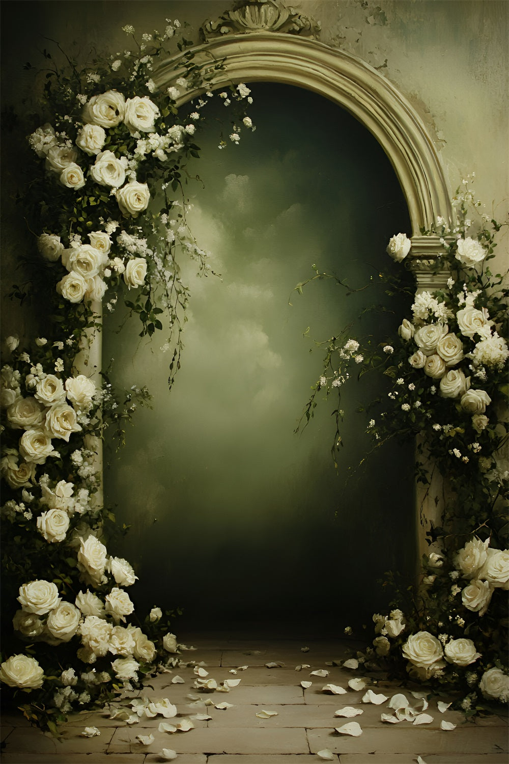 Fine Art Photography Backdrop Arch White Rose Backdrop GQ57-201