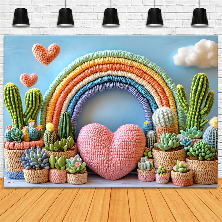 Bohemian Photo Backdrop Rainbow Cactus Arch Backdrop GQ57-211