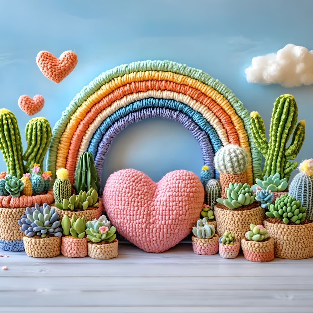 Bohemian Photo Backdrop Rainbow Cactus Arch Backdrop GQ57-211
