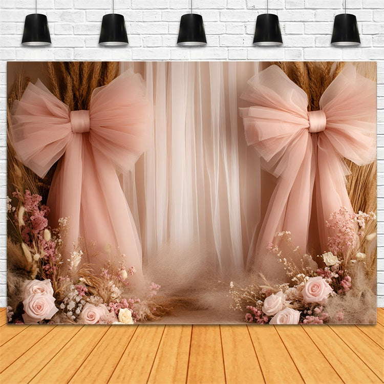 Boho Photography Backdrop Ethereal Bow Bloom Backdrop GQ57-215
