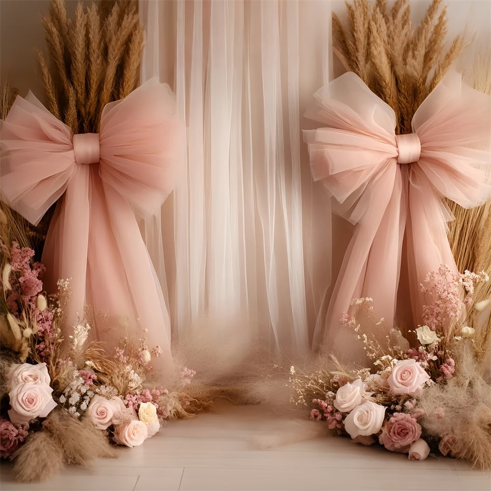 Boho Photography Backdrop Ethereal Bow Bloom Backdrop GQ57-215