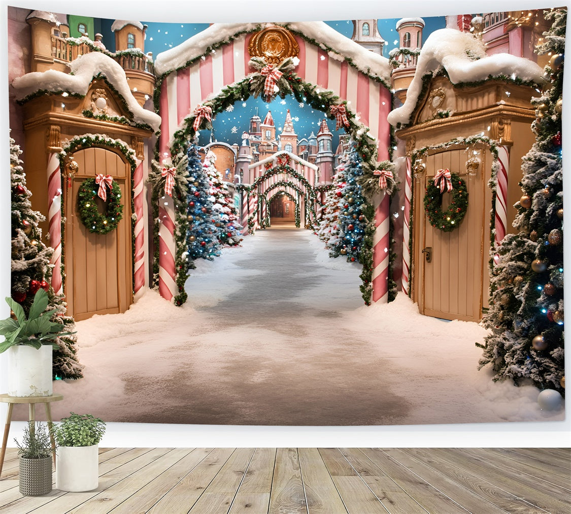 Christmas Photography Backdrops Festive Market Walk Backdrop GQ57-22