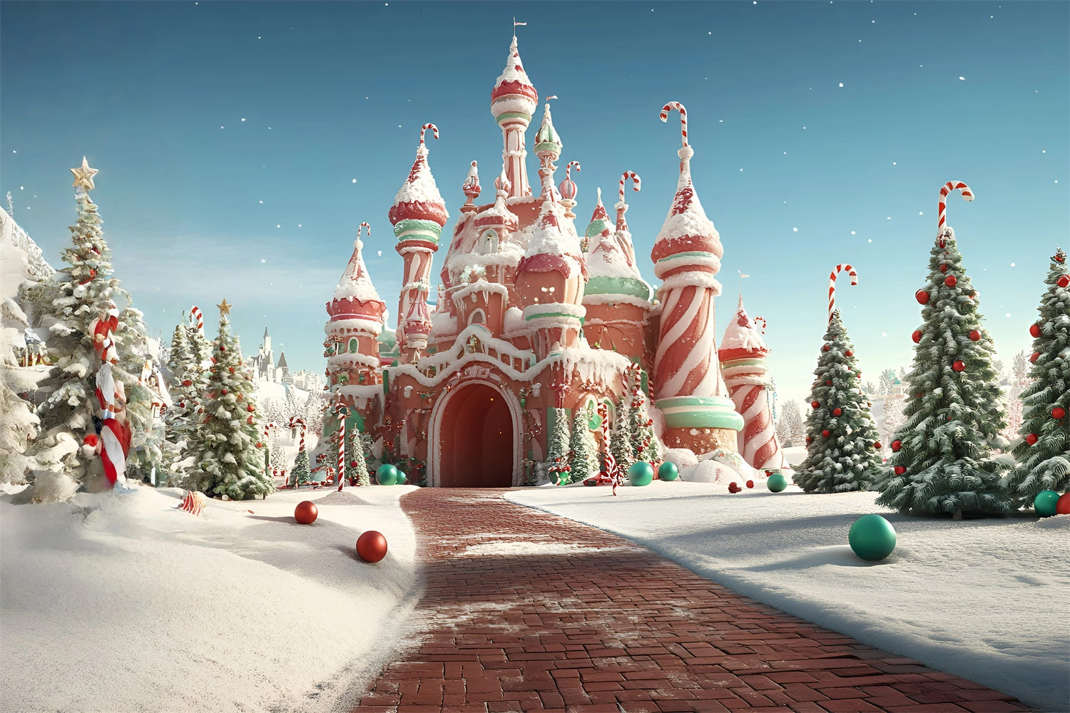 Christmas Photo Backdrops Jolly Confection Castle Backdrop GQ57-23