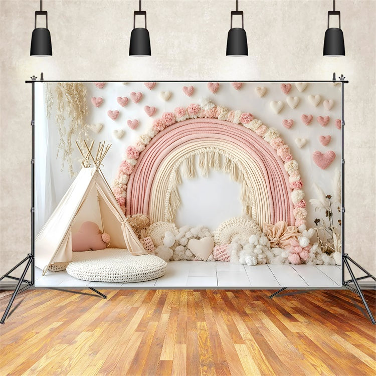 Boho Photo Backdrop Blush Petals Dream Arch Backdrop GQ57-236