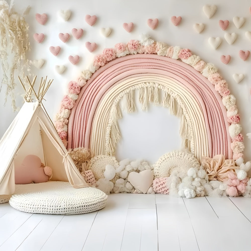 Boho Photo Backdrop Blush Petals Dream Arch Backdrop GQ57-236