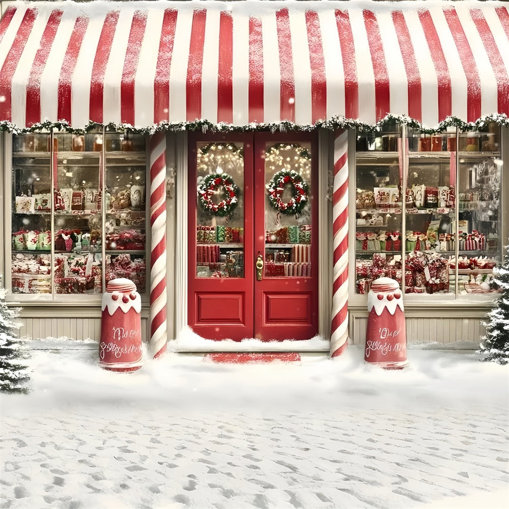 Christmas Photo Backdrops Striped Candy Market Backdrop GQ57-28