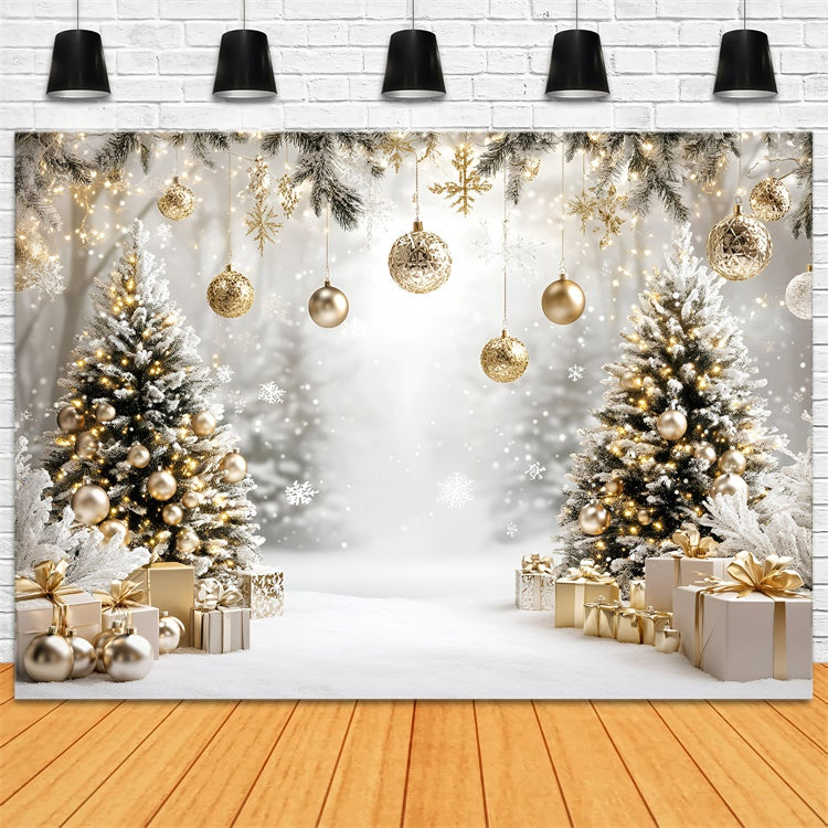 Christmas Backdrops For Photos Snowy Elegance Glow Backdrop GQ57-33