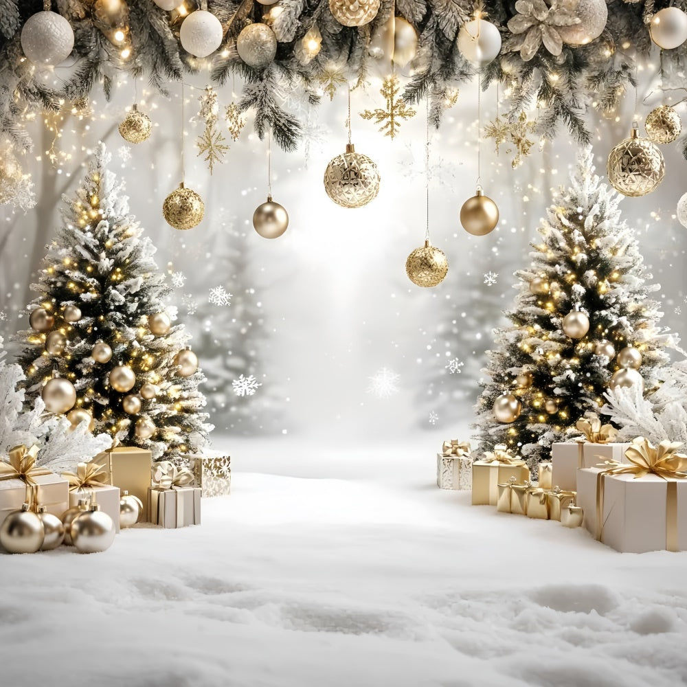 Christmas Backdrops For Photos Snowy Elegance Glow Backdrop GQ57-33
