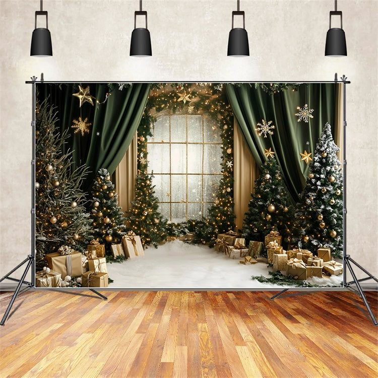 Christmas Backdrops For Photos Green Curtain Regal Backdrop GQ57-35