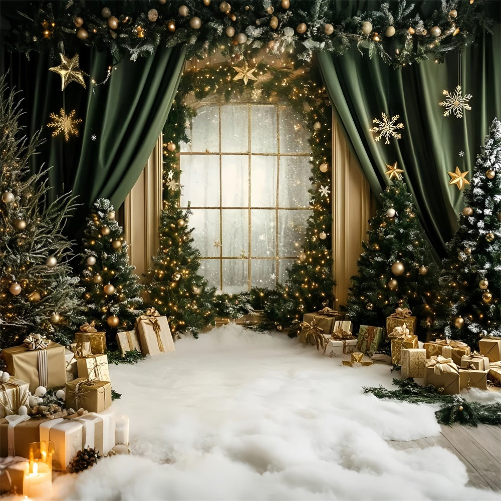 Christmas Backdrops For Photos Green Curtain Regal Backdrop GQ57-35