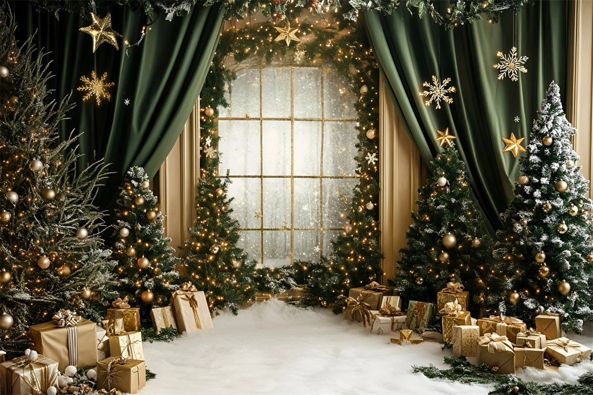 Christmas Backdrops For Photos Green Curtain Regal Backdrop GQ57-35