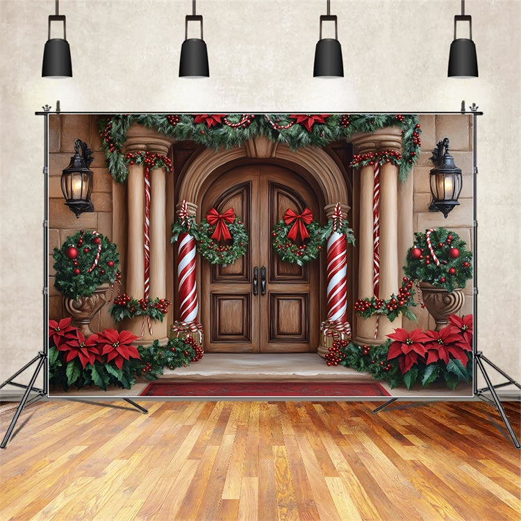 Christmas Backdrops Sale Candy Cane Column Entry Backdrop GQ57-39