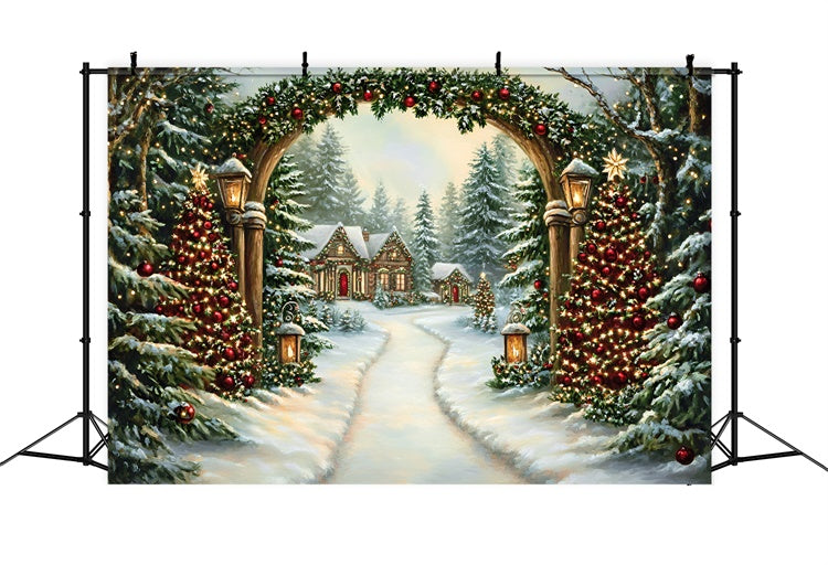 Christmas Photo Backdrop Enchanted Holiday Trail Backdrop GQ57-40