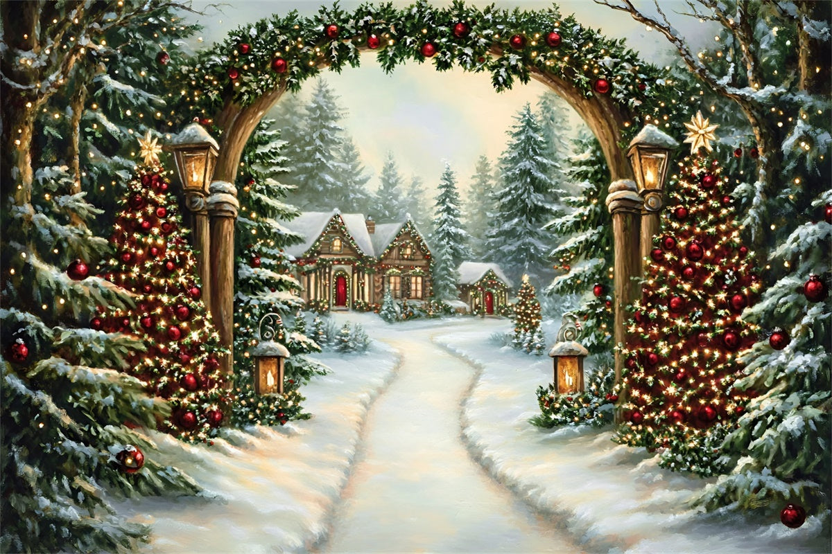 Christmas Photo Backdrop Enchanted Holiday Trail Backdrop GQ57-40