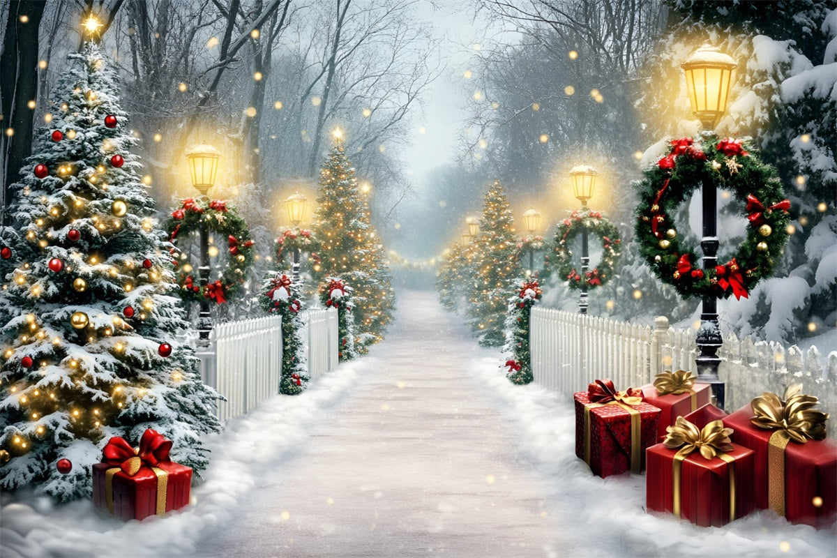 Christmas Photo Backdrops Sparkling Holiday Path Backdrop GQ57-45