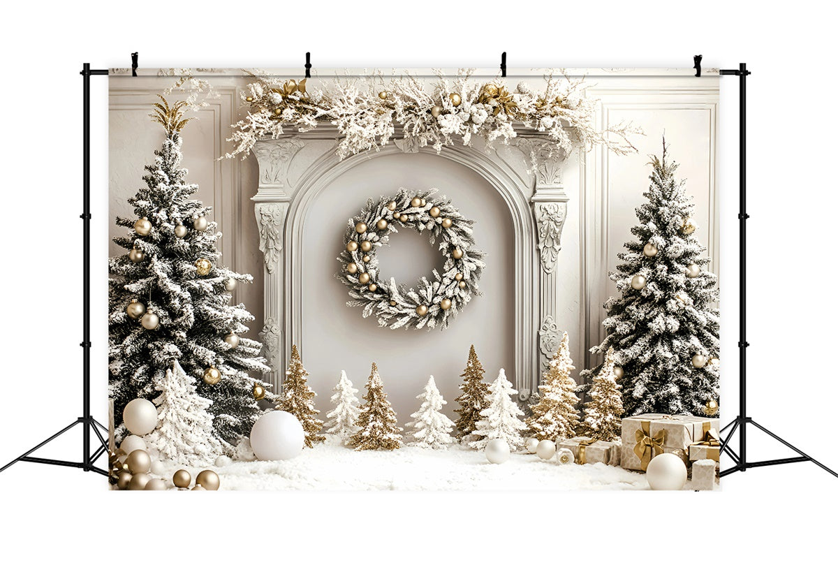 Christmas Backdrop Ideas Golden Pine Winter Hearth Backdrop GQ57-46
