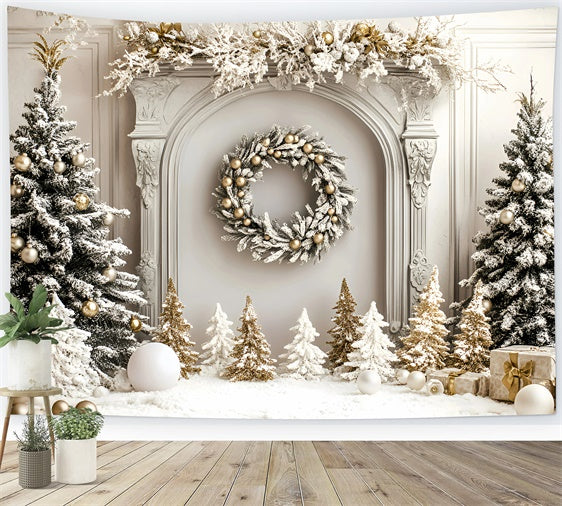 Christmas Backdrop Ideas Golden Pine Winter Hearth Backdrop GQ57-46