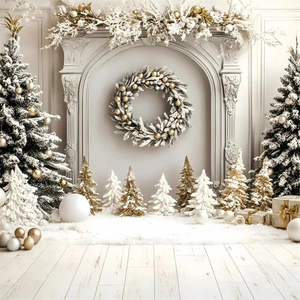 Christmas Backdrop Ideas Golden Pine Winter Hearth Backdrop GQ57-46