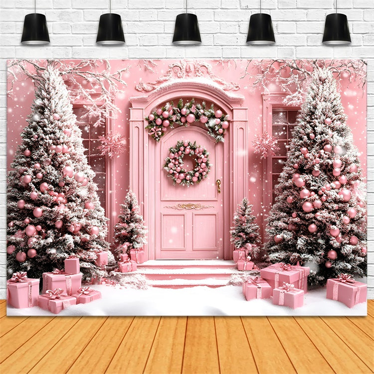 Christmas Backdrops Whimsical Pink Holiday Winter Backdrop GQ57-49
