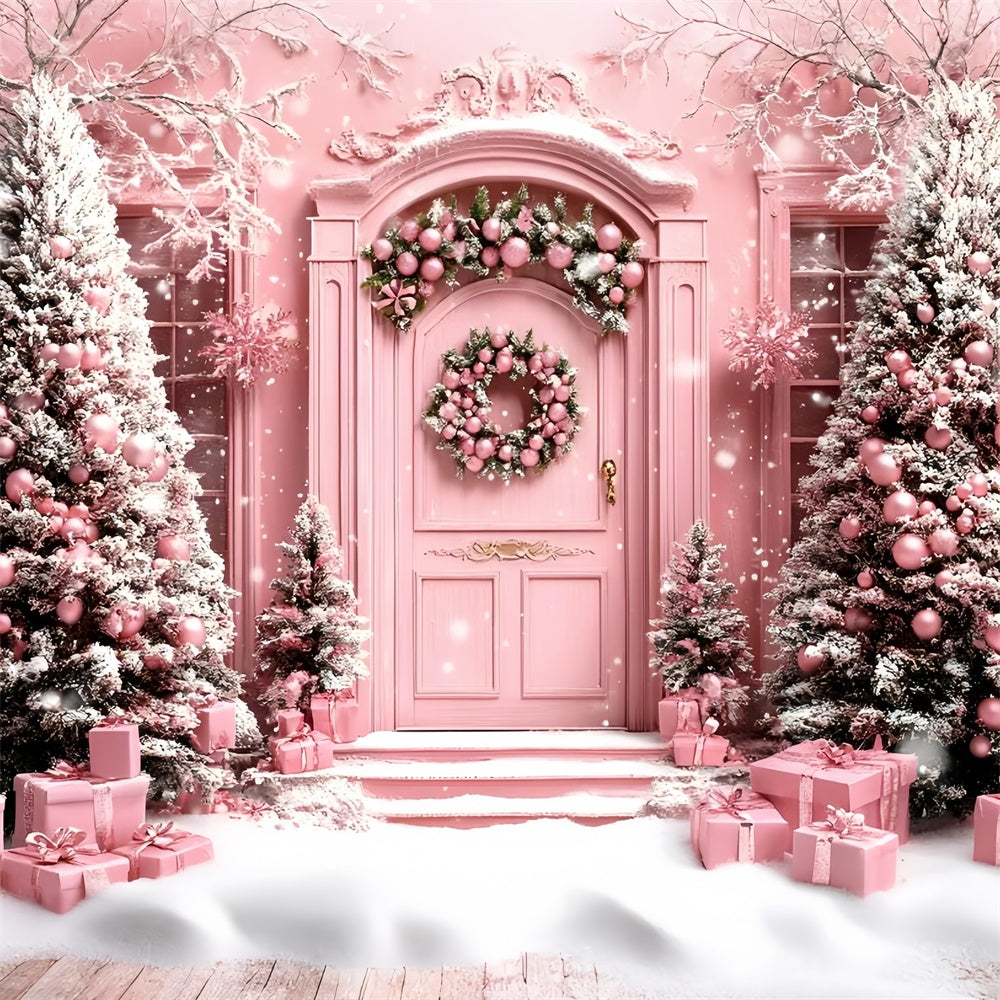 Christmas Backdrops Whimsical Pink Holiday Winter Backdrop GQ57-49