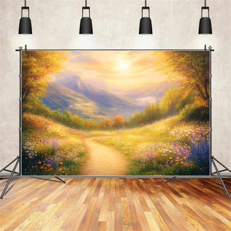 Forest Backdrop Photography Golden Meadow Path Backdrop GQ57-70