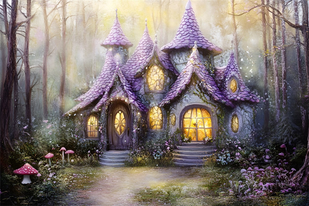 Fairy Forest Backdrop Lavender Cottage Dreams Backdrop GQ57-76