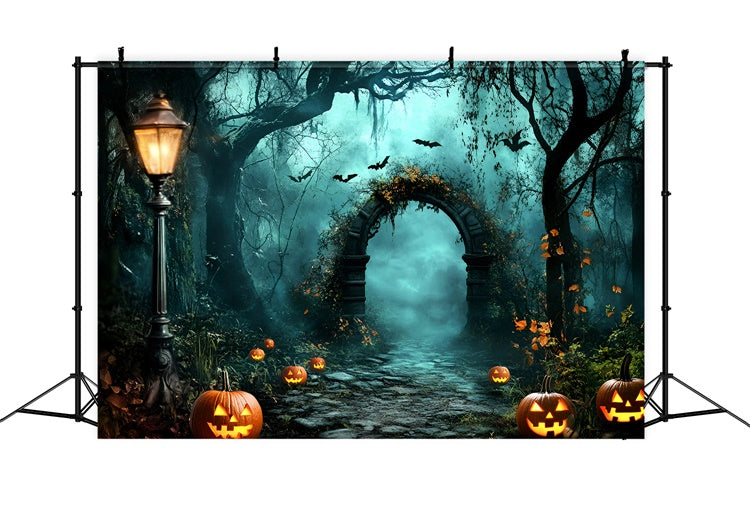 Halloween Forest Backdrop Haunted Pumpkin Path Backdrop GQ57-83