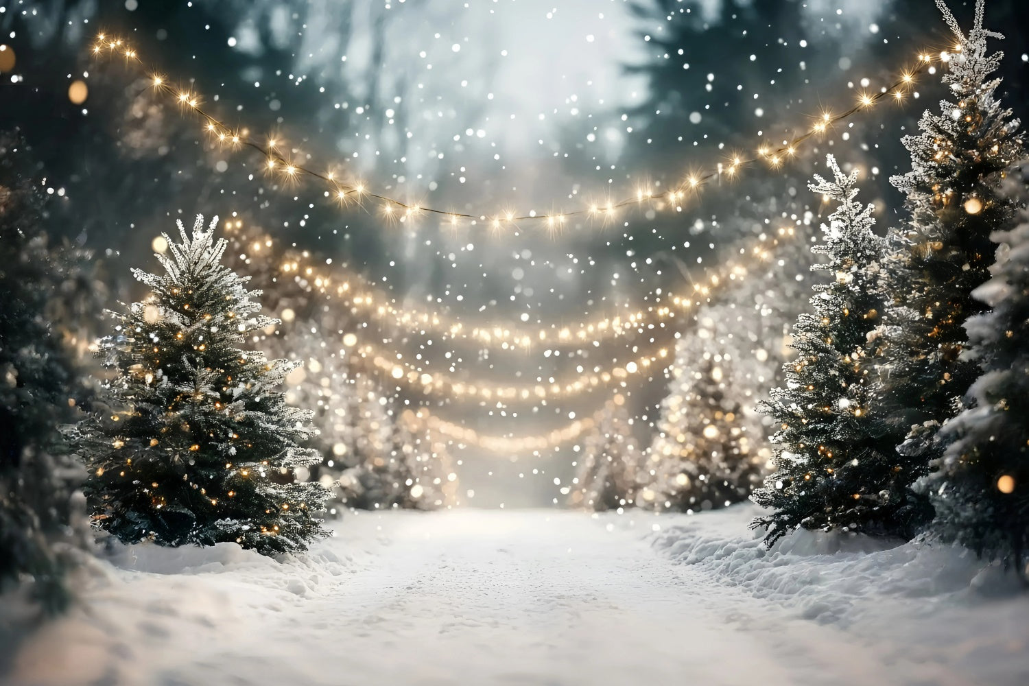 Christmas Forest Backdrop Festive Frost Trail Backdrop GQ57-85