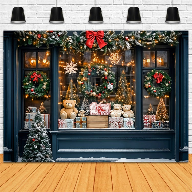 Christmas Photography Backdrops Teddy Holiday Window Backdrop GQ57-9